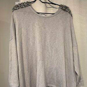 Maurices Light Gray Embellished Blouse